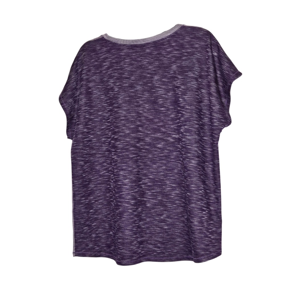Weekends by Chico's Purple Knit V-Neck Short Sleeve Top 3 or L Basic Minimalist - Picture 2 of 9